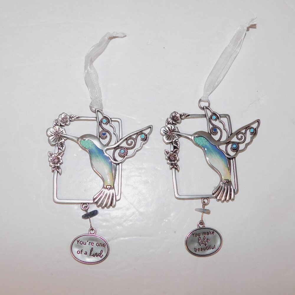 Set 2 GANZ Trust Your Wings Hummingbird inspirational Window Ornaments Decor